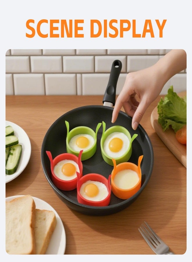OMASUNB 6PCS Silicone Fried Egg Cooker Rings Set, Non Stick Fried Round Egg Cooker Ring Mold, Easy to Use&Clean Funny Kitchen Accessories Gadgets, Ideal for home cooks, making eggs for sandwiches, burgers - Image 4
